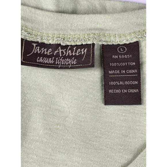 Jane Ashley VTG Casual Lifestyle Green Embroidered Palm Trees Dress Size Large - Picture 6 of 10